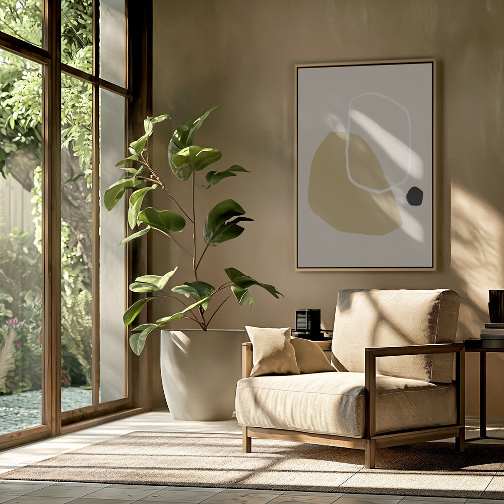 Beige und schwarze geometrische Formen | Poster