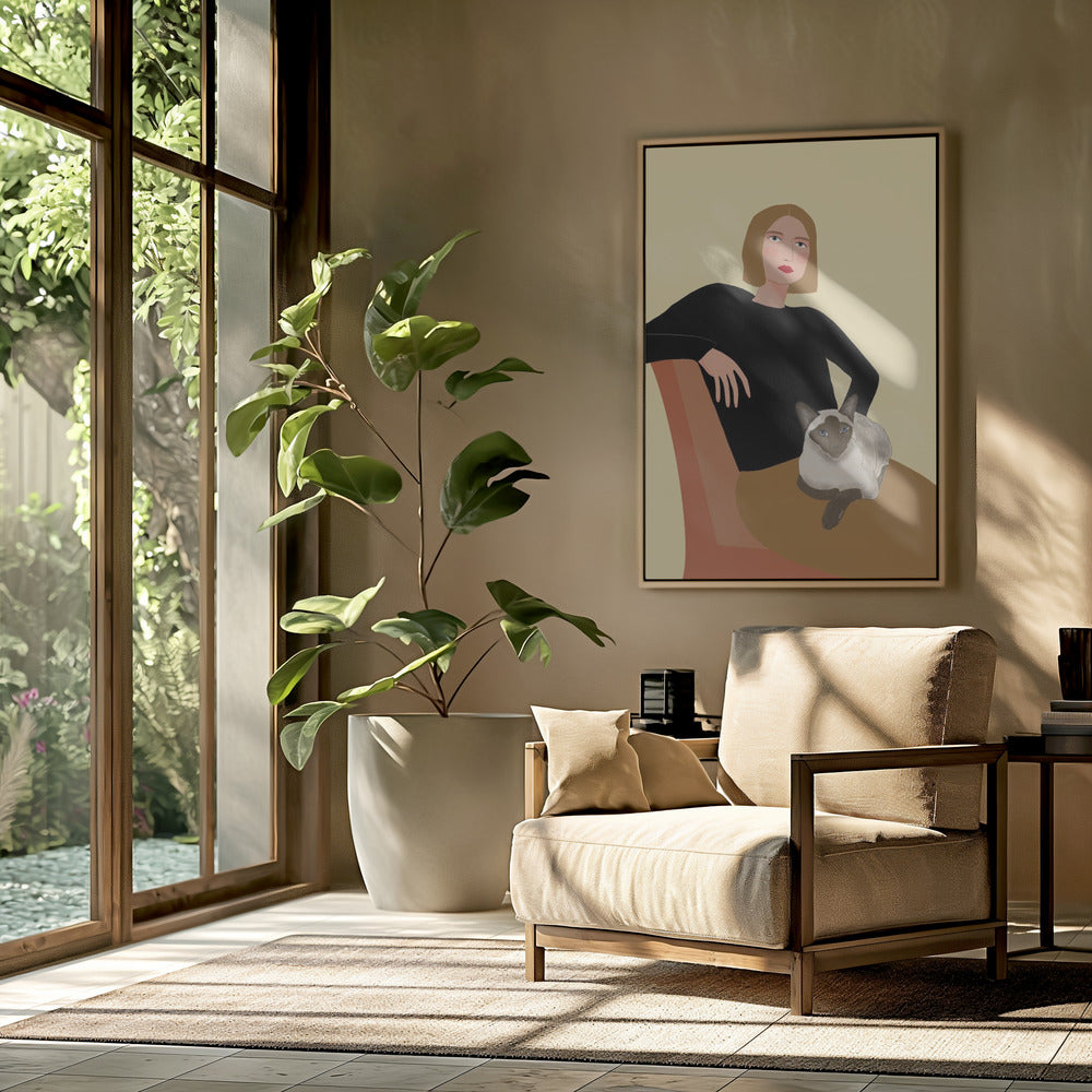 Dame mit Katze | Poster