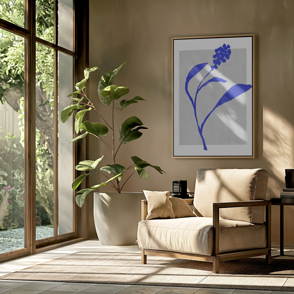 Azurblaue Blütensilhouette | Poster