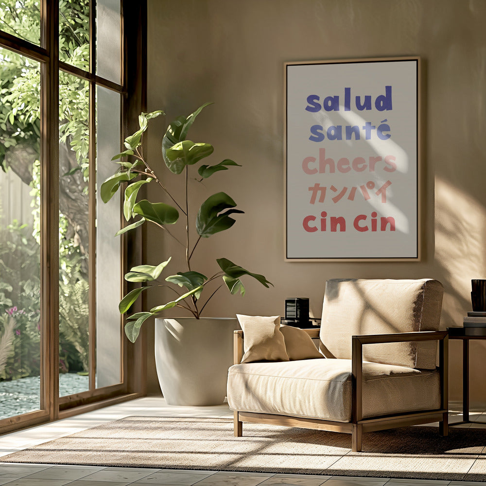 Prost Typografie - Salud Santé Prost Kanpai Cin cin | Poster