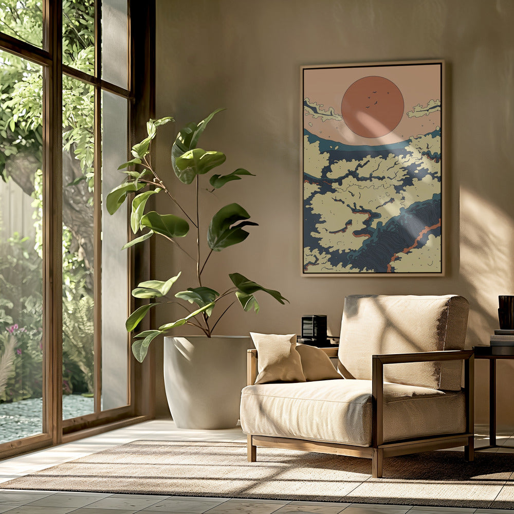 Abstrakter japanischer Sonnenuntergang | Poster
