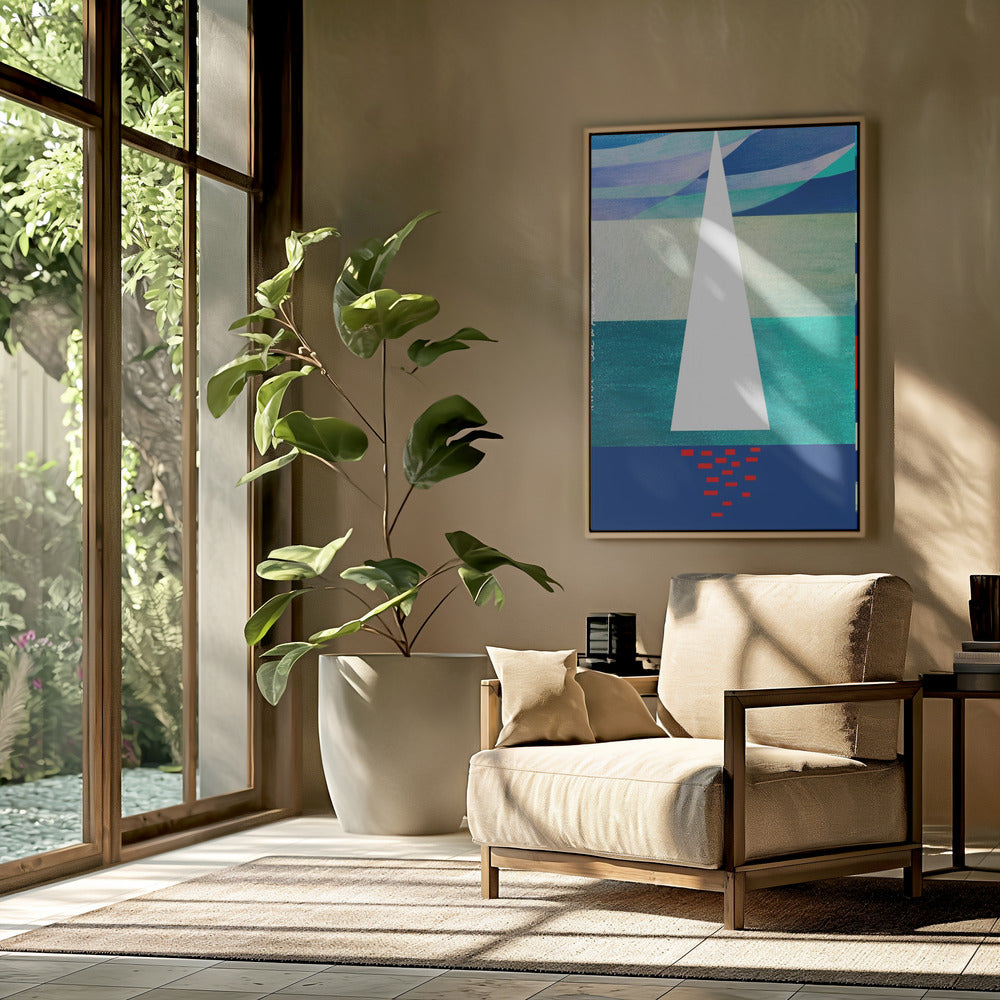 Abstract Sailboat On The French Riviera, Colourful Côte d'Azur Art Print | Poster