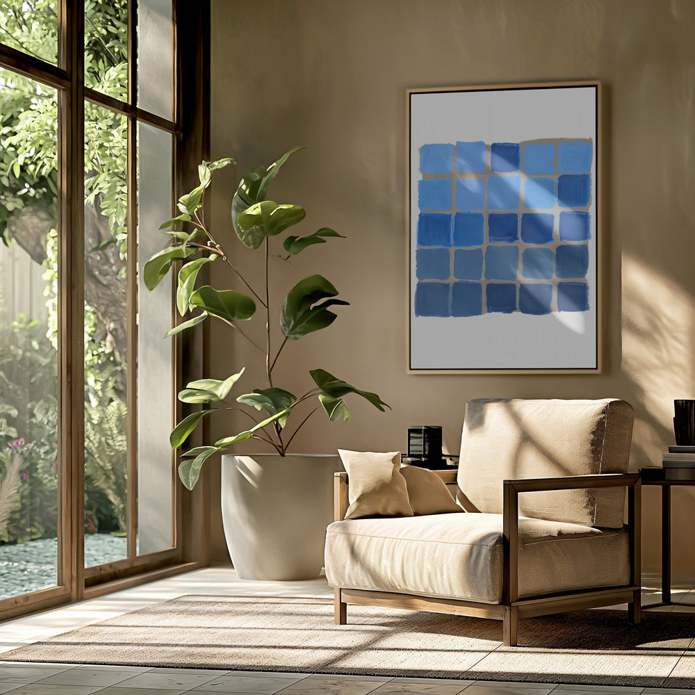 Blau kariertes Quadrat Poster