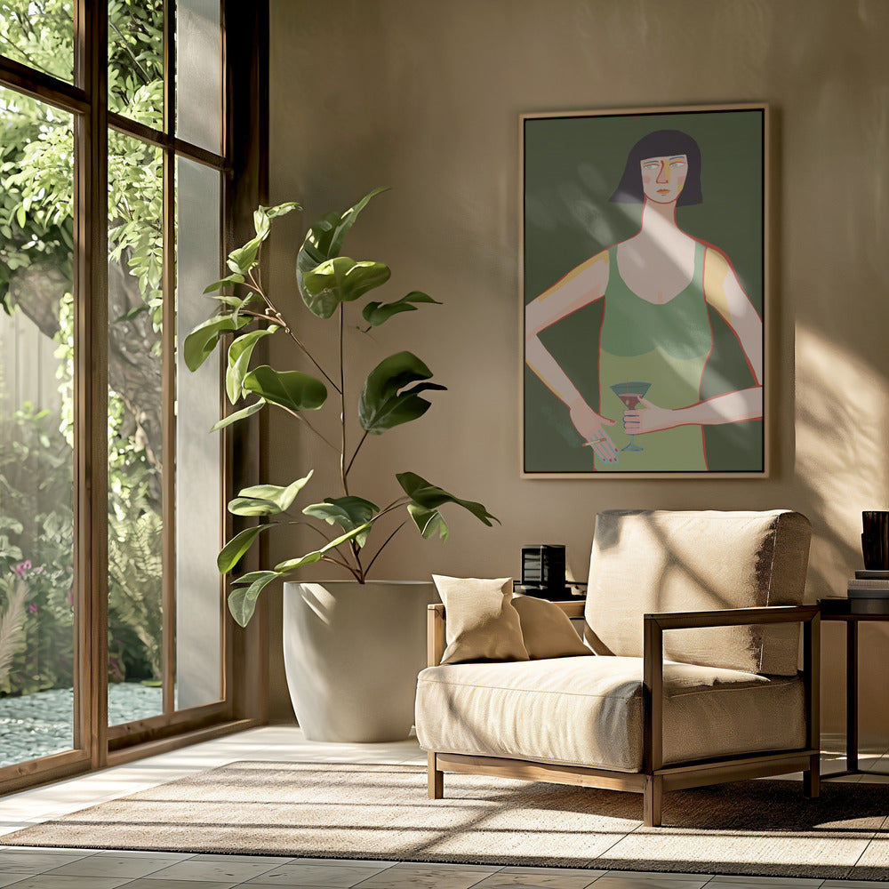 Dame mit Cocktail | Poster