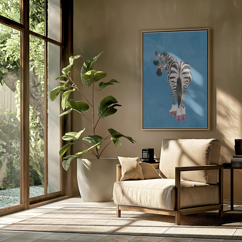 Rollschuh-Zebra blau | Poster