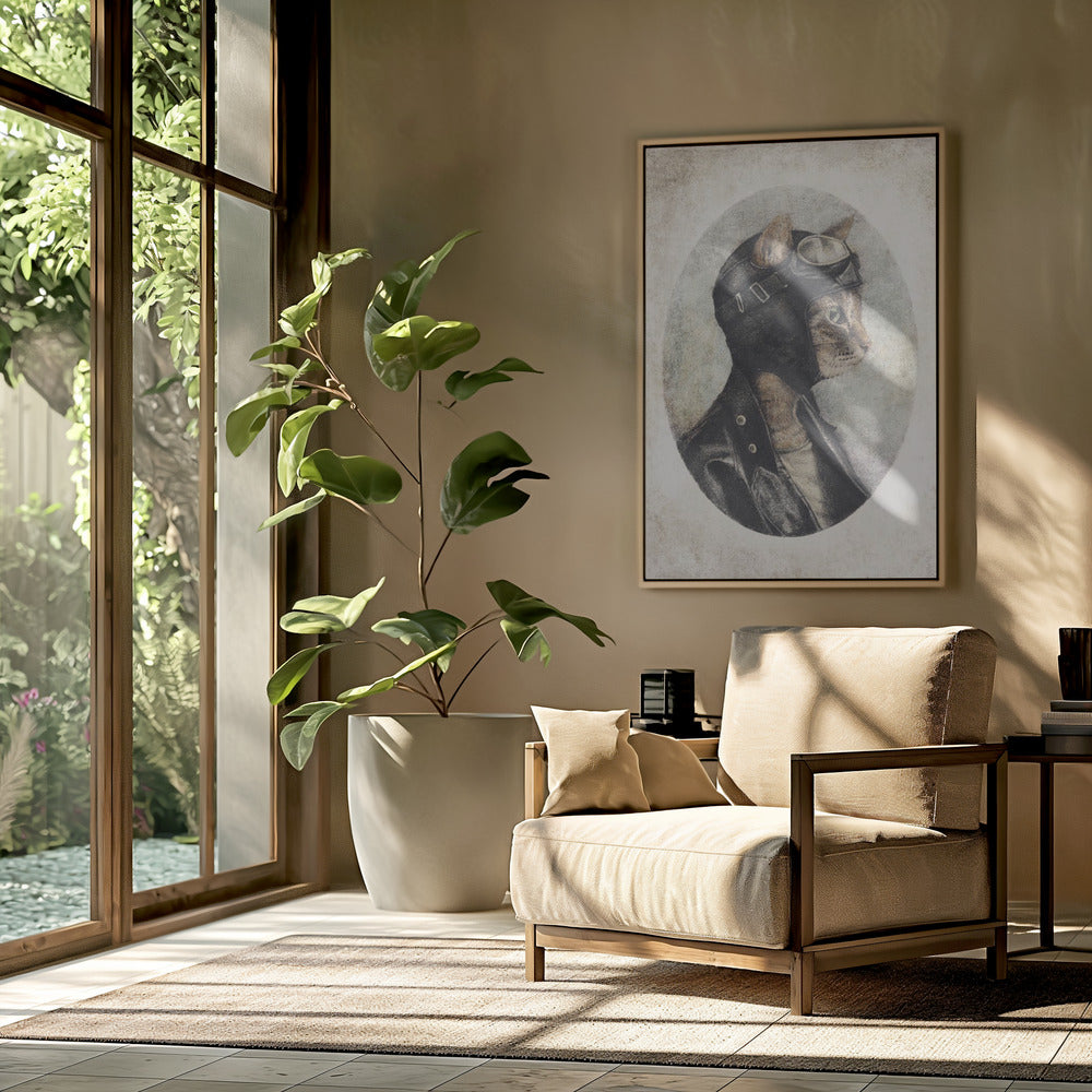 Stylish Cat Wearing A Leather Jacket | Poster