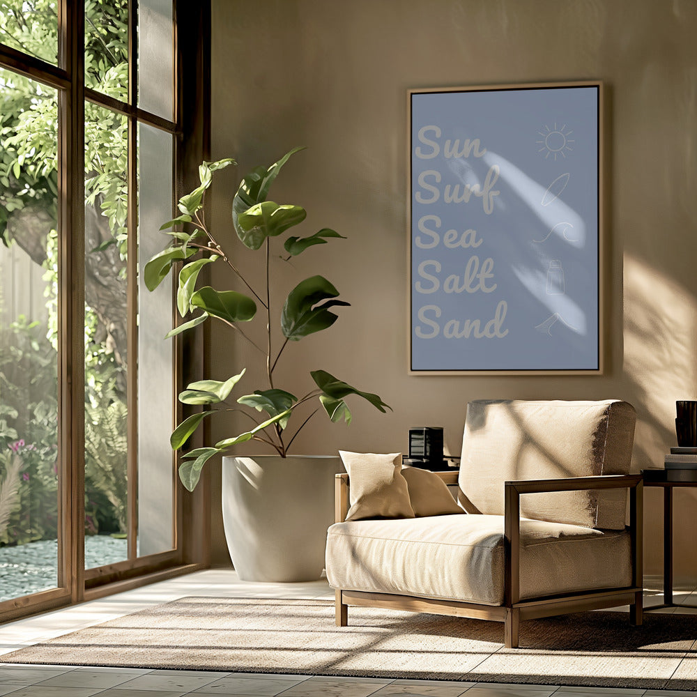 Sonne, Brandung, Meersalz, Sand, Hellblau | Poster