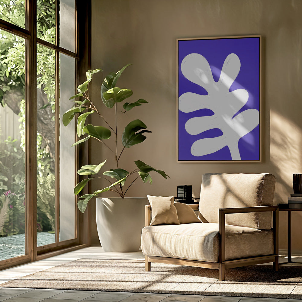 Blatt auf blauer Leinwand | Poster