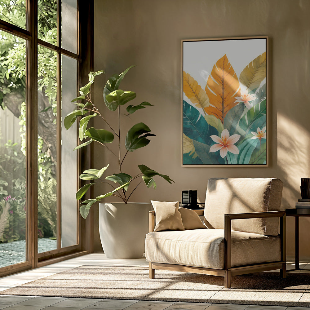 Tropical Leaves And Delicate Flowers | Poster