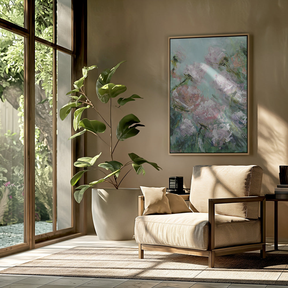 Floral Brushstrokes in Pink and Green | Poster