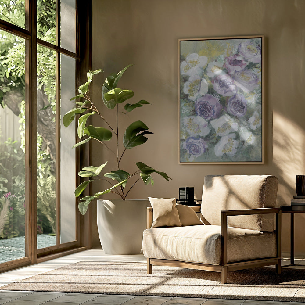 Floral Composition With White And Purple Flowers | Poster