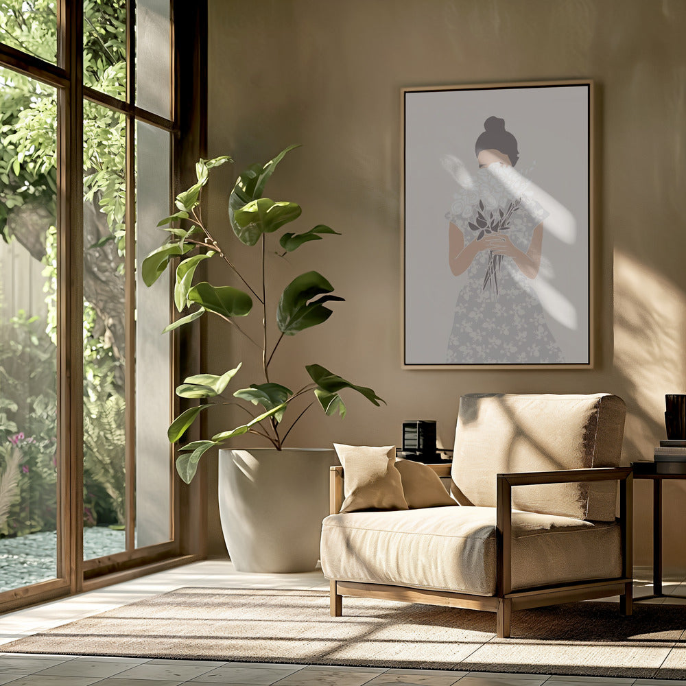 Mädchen mit Blumenstrauß | Poster