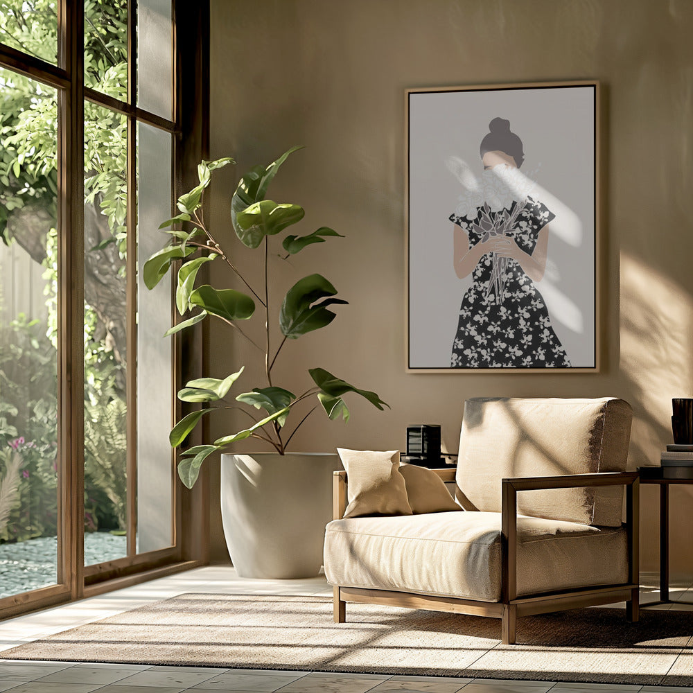 Girl With Flower Bouquet | Poster