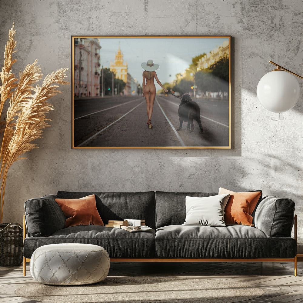 Lady with her dog | Canvas
