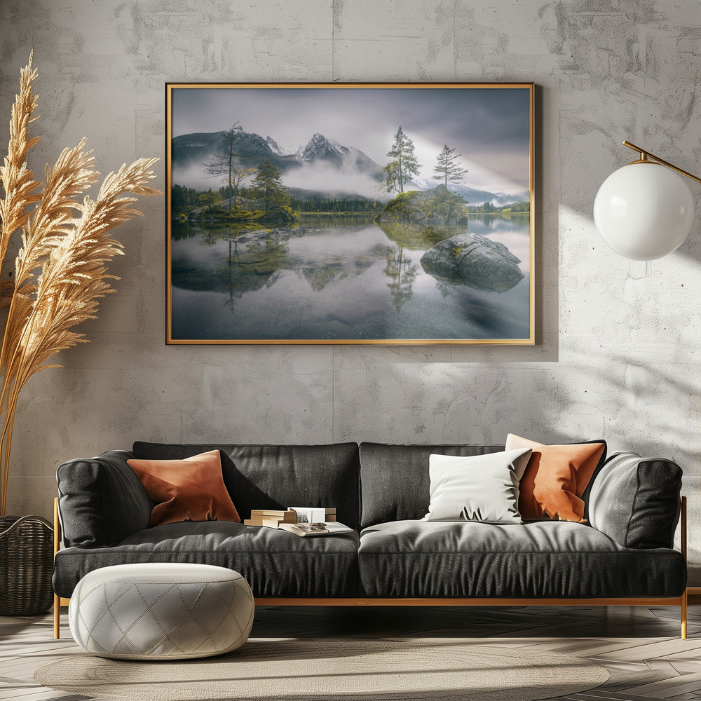 Regenmorgen am Hintersee (Bayern) | Leinwand