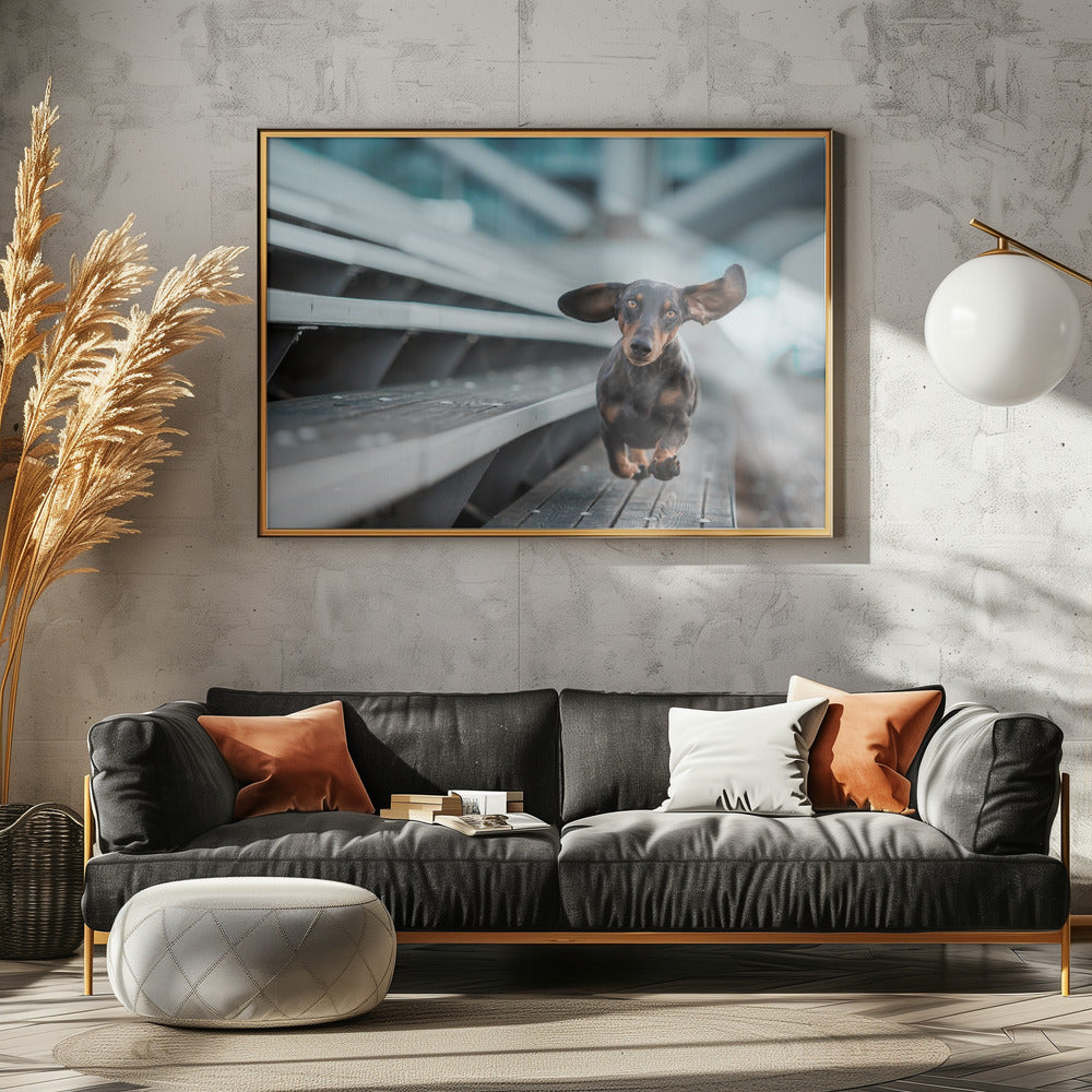 Ein kleiner Hund läuft durch die Welt.... | Canvas