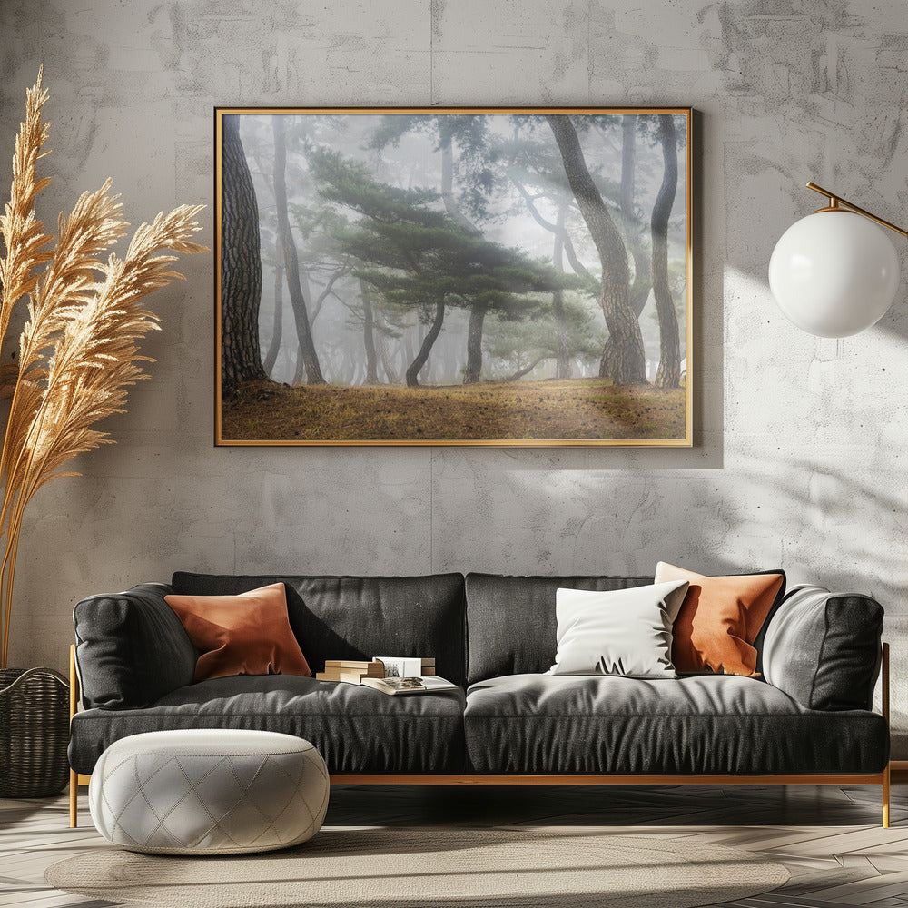 Im nebligen Kiefernwald | Poster