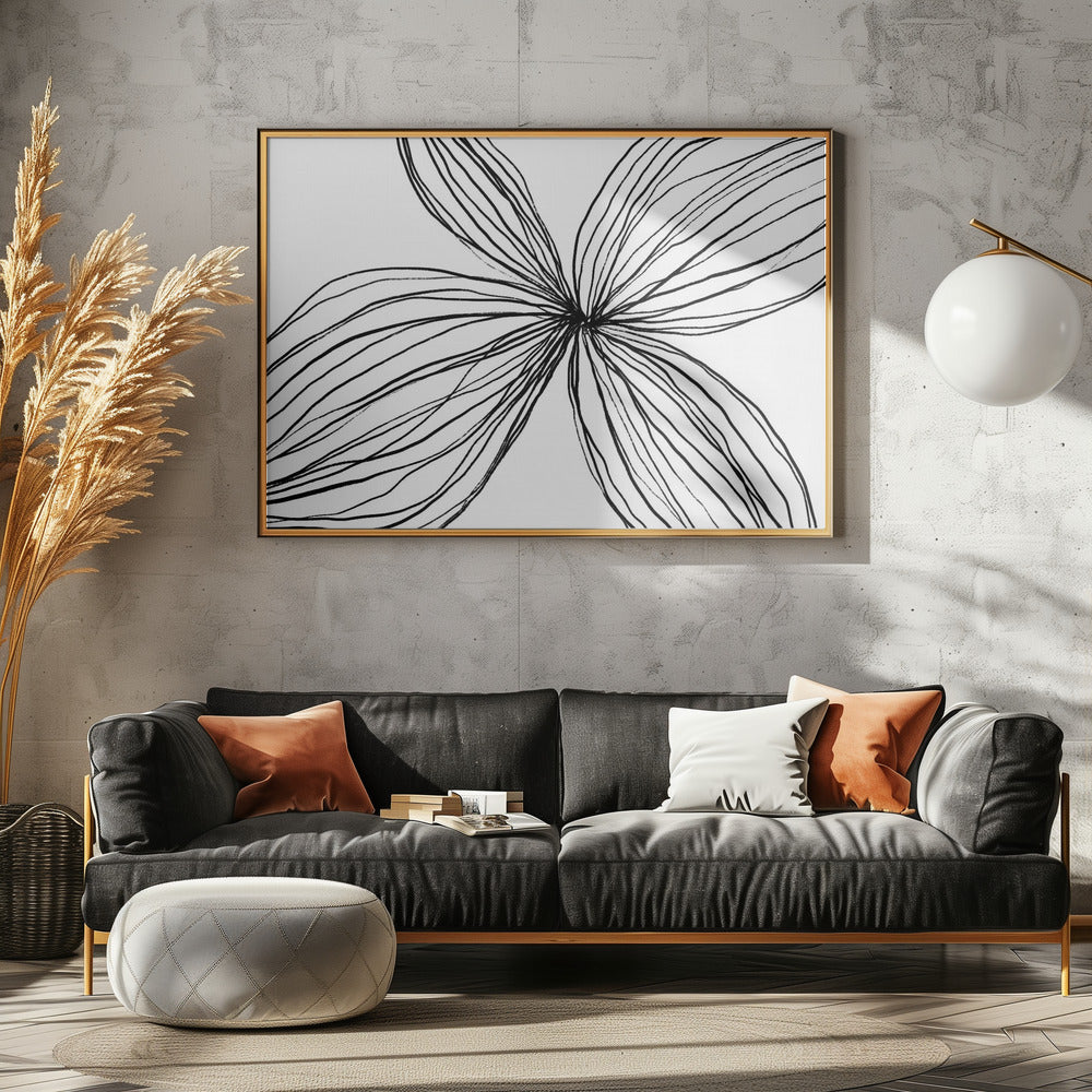 Elegante schwarz-weiße Blütenblätter | Leinwand