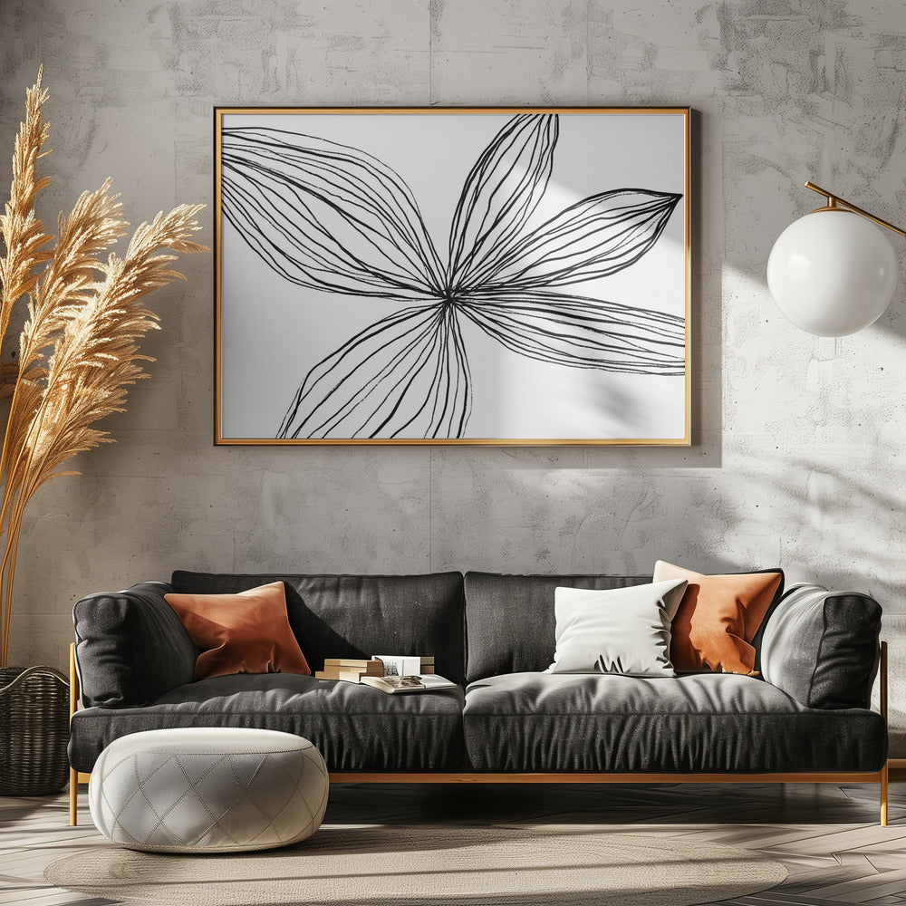 Minimalistische schwarz-weiße Blütenblätter | Leinwand