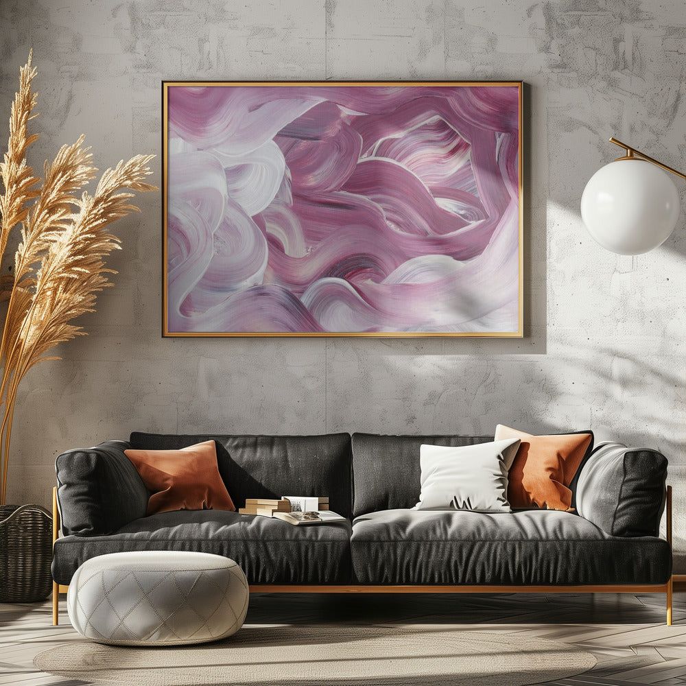 Ausdrucksstarke rosa und weiße Pinselstriche | Poster