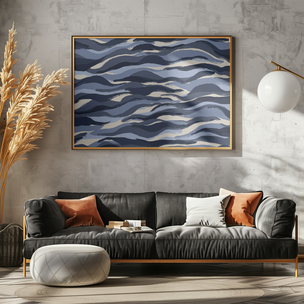 Wellen aus Indigo | Leinwand