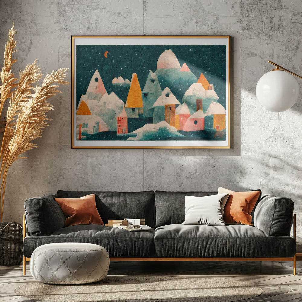 Winternachtsdorf | Leinwand