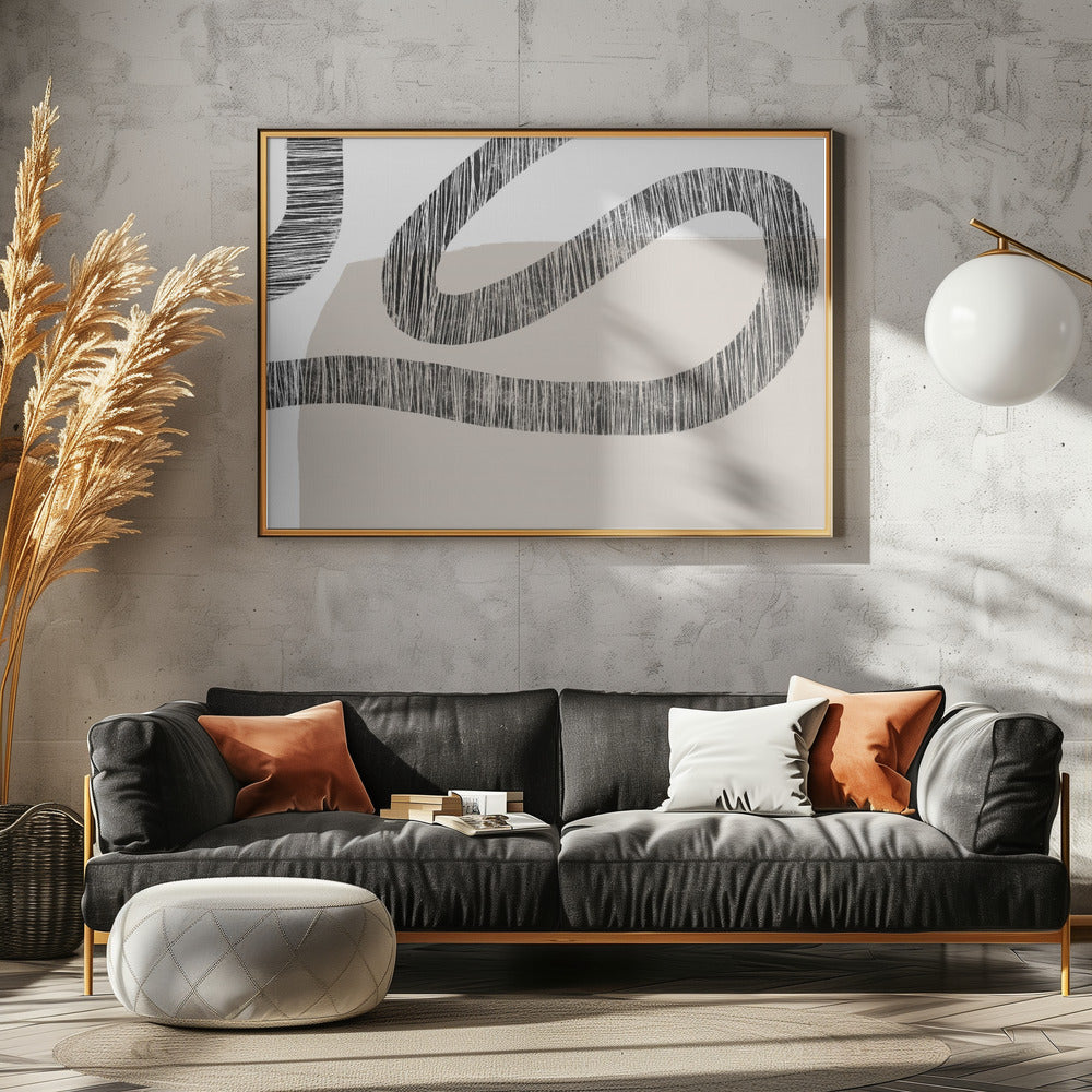 Textured Lines Over A Beige And White Background | Poster