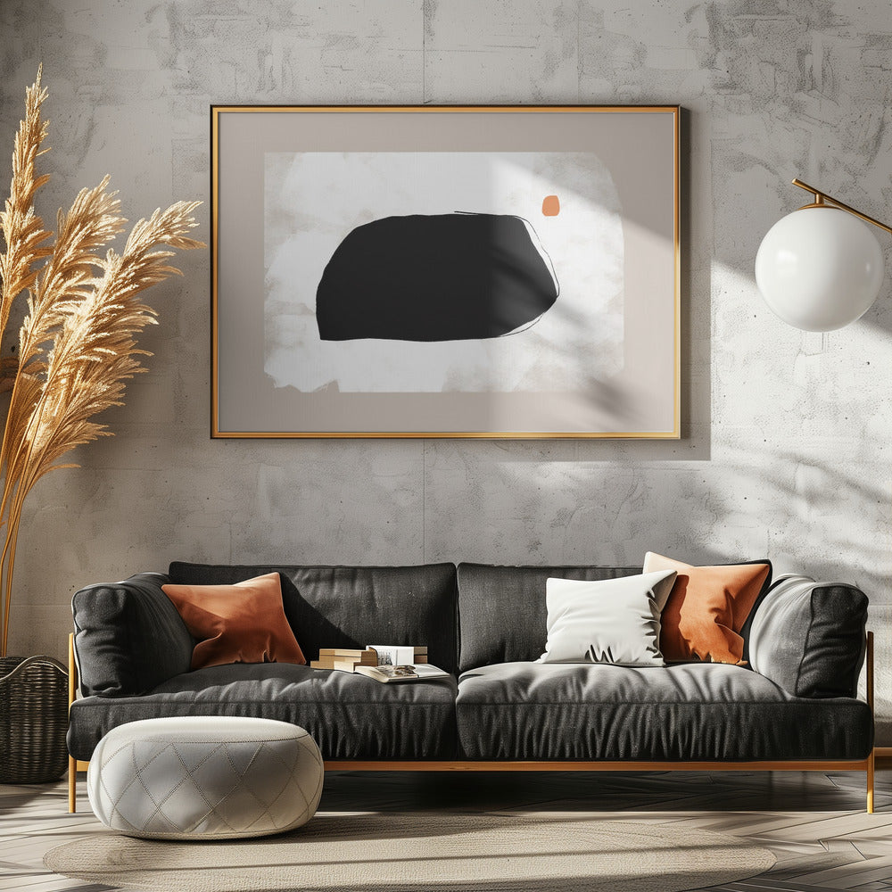 Black Shape On A Textured Beige Background | Canvas