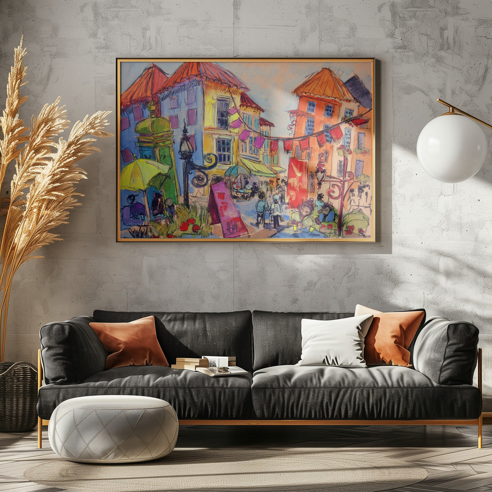 Lebendige Straßenszene | Leinwand