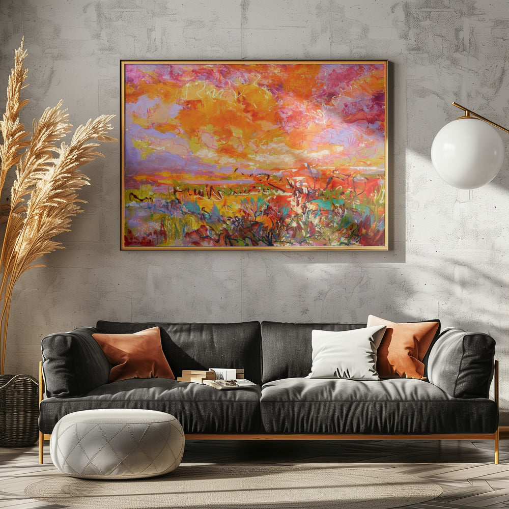 Feurige Sonnenuntergangsfelder | Leinwand