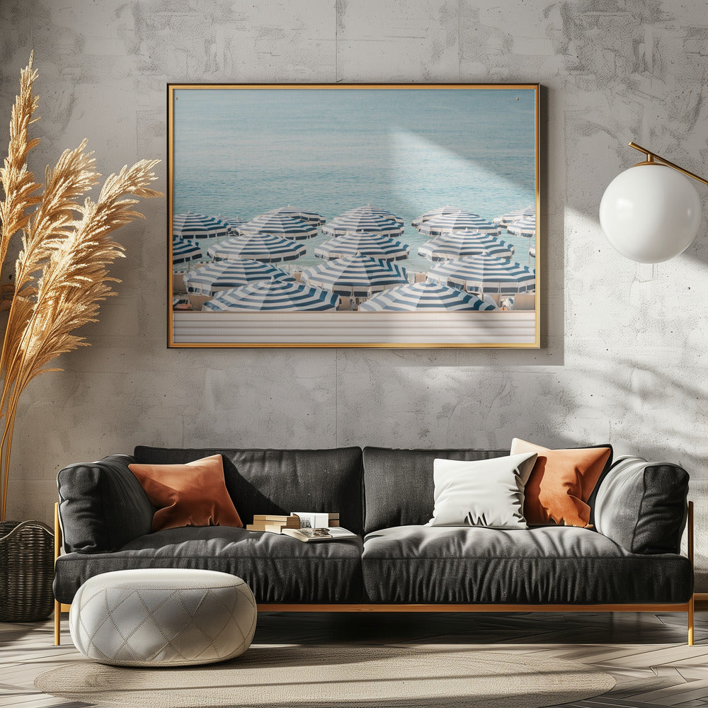 Striped Beach Umbrellas | Poster