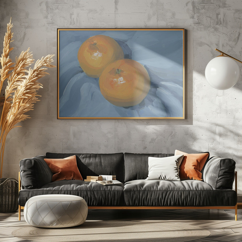 Orangen auf Blau | Leinwand
