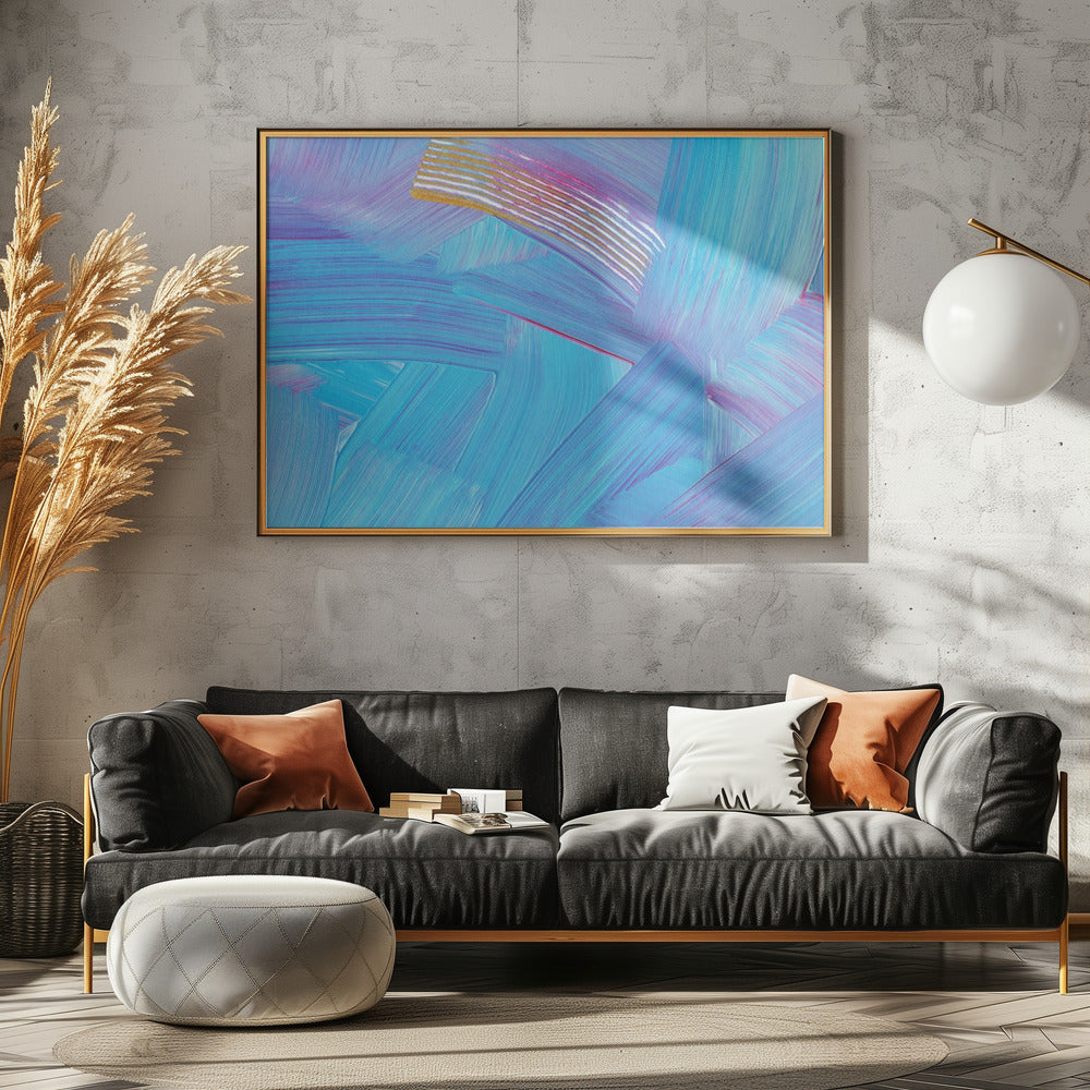 Leuchtend blaue Pinselstriche | Leinwand