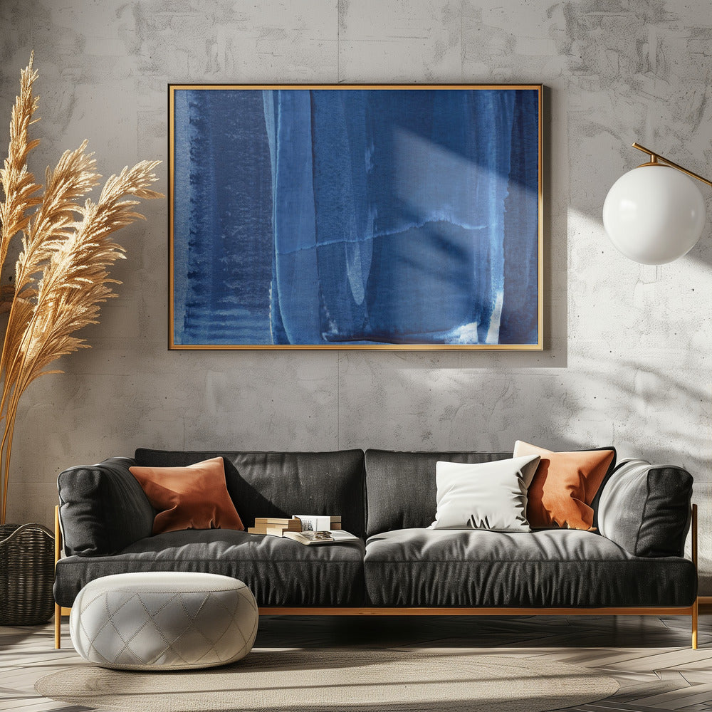 Blue Texture Flowing Vertical Lines | Canvas