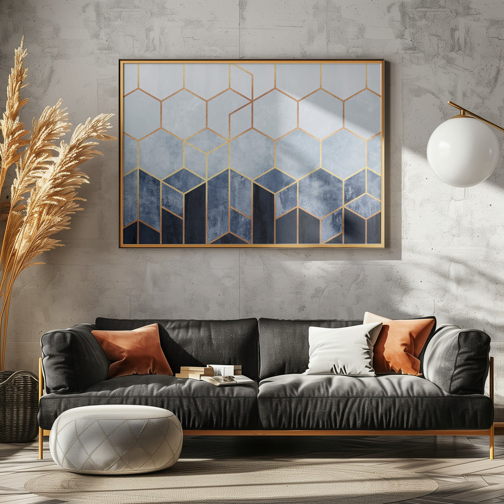 Soft Blue Hexagons | Poster