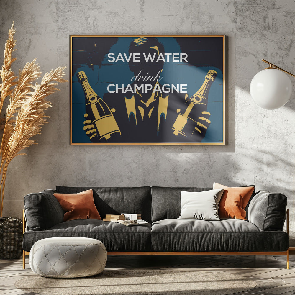 Wasser sparen - Champagner trinken | Leinwand