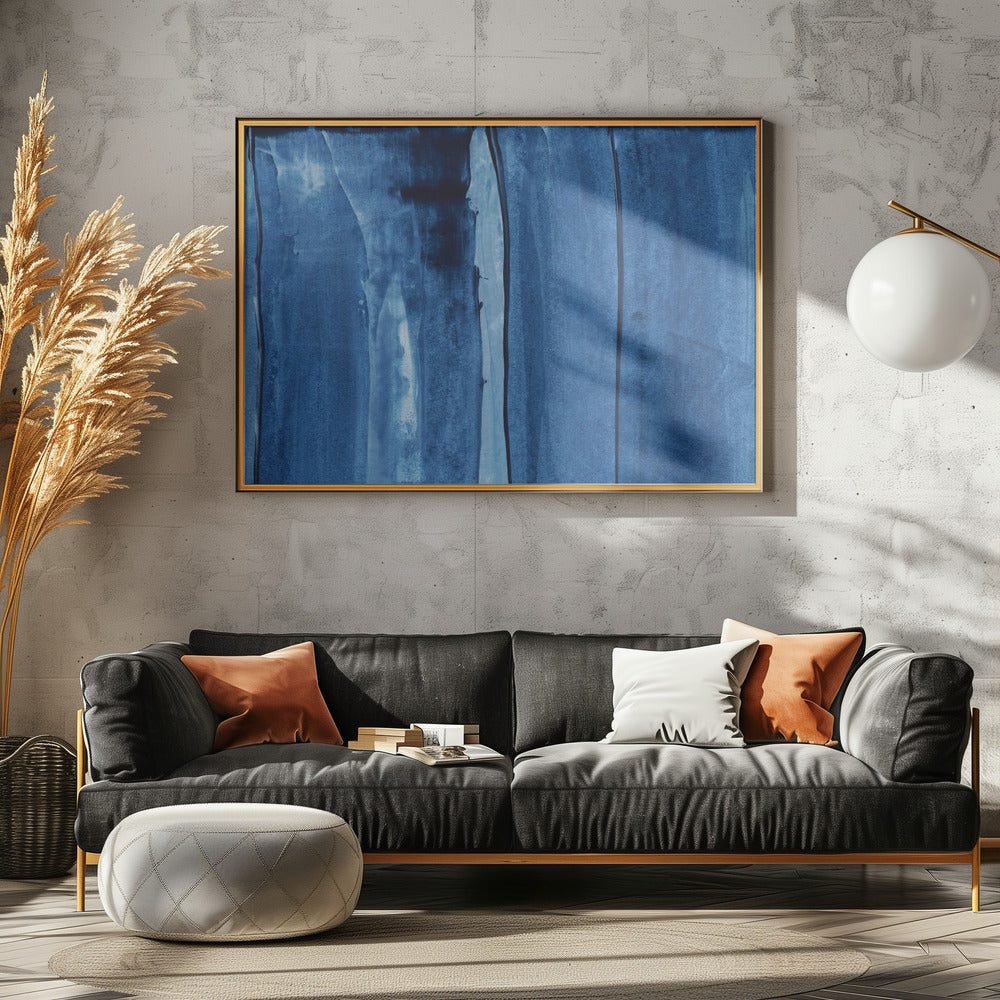 Blue Texture Flowing Vertical Lines | Canvas