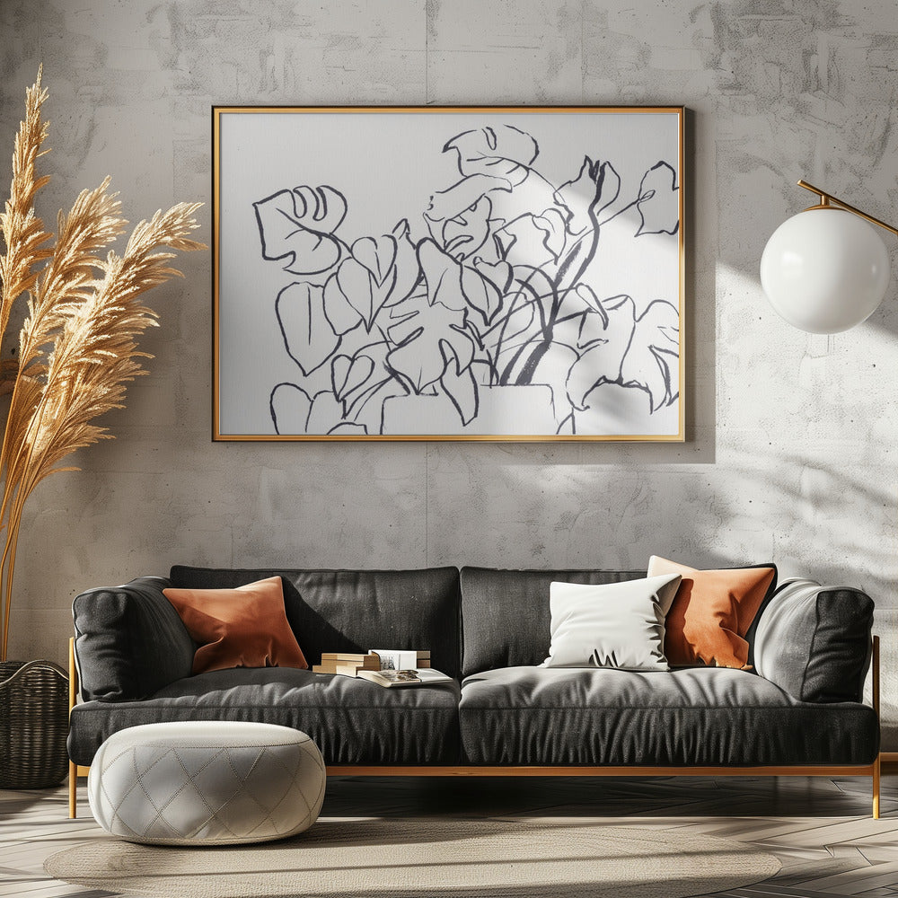 Black and White Monstera Large | Canvas