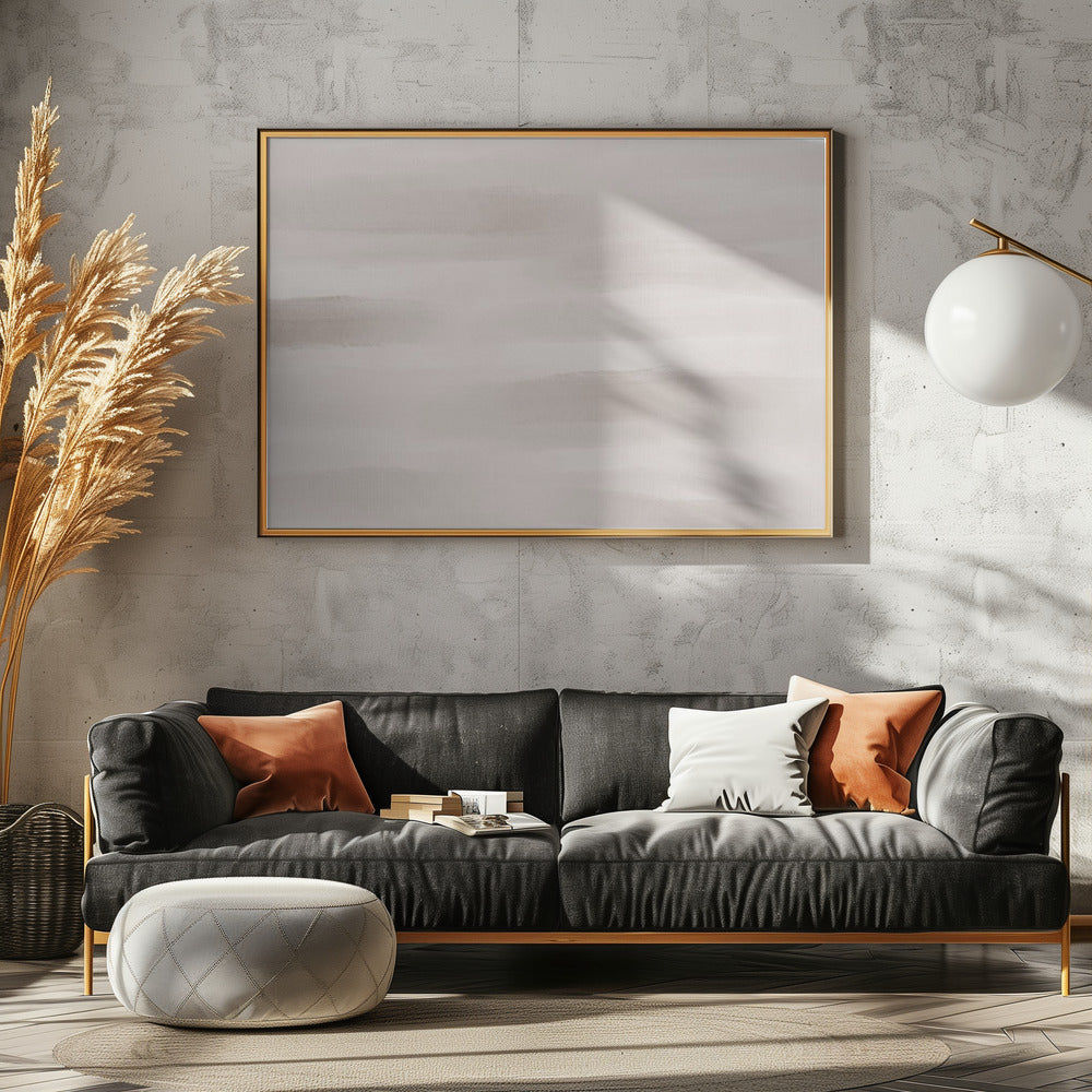 Weiche horizontale Pinselstriche in Beige und Grau | Poster