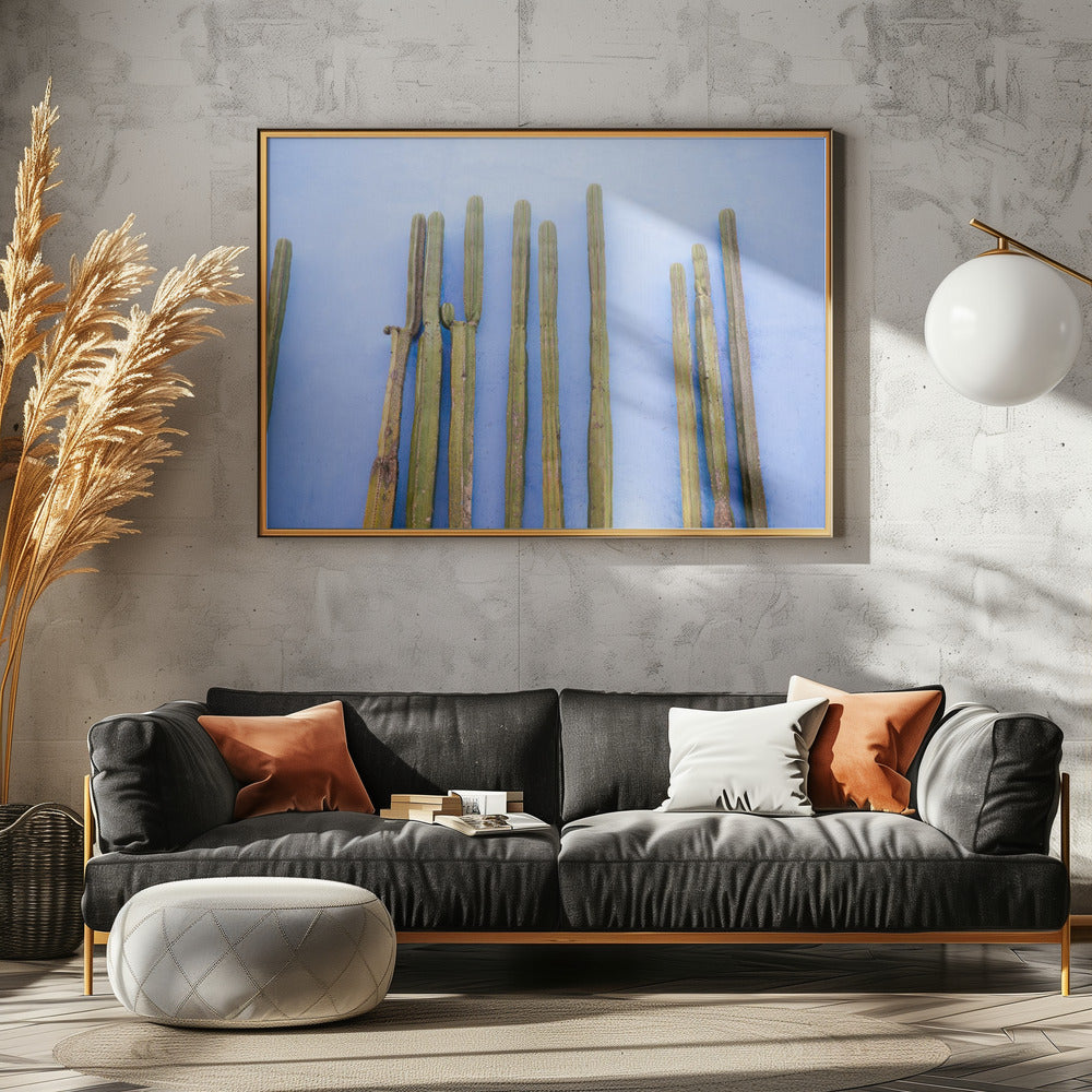 Tall Cacti on Blue | Oaxaca Mexico Travel | Poster