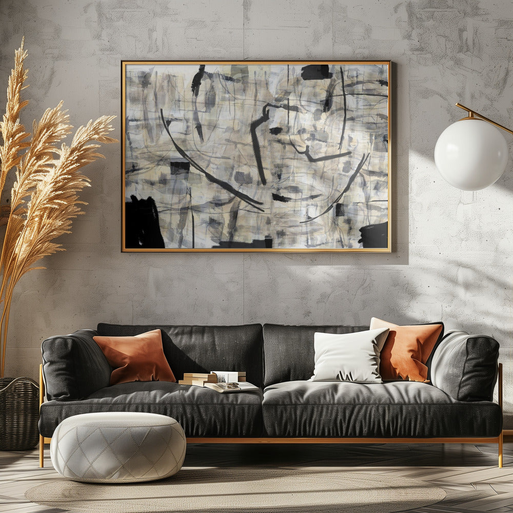 Black and White Textured Shapes 1 | Poster