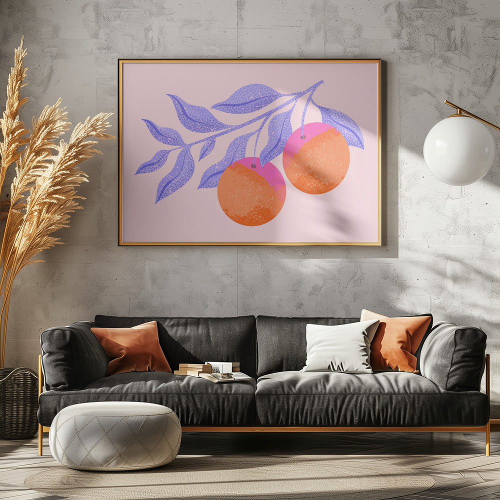Abstrakter Orangenzweig | Leinwand