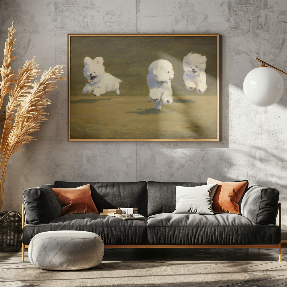 Drei rennende Hunde | Leinwand