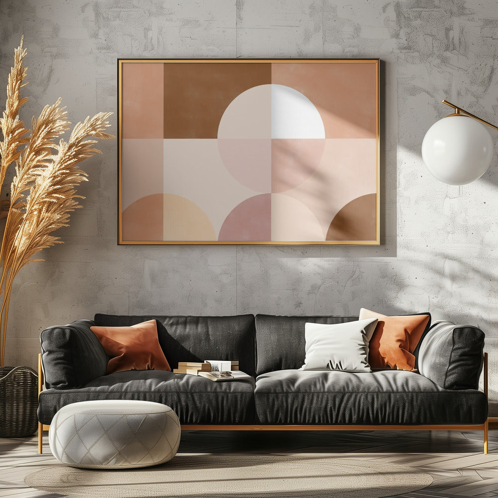 Geometrische Kreise und Quadrate in Erdtönen | Leinwand