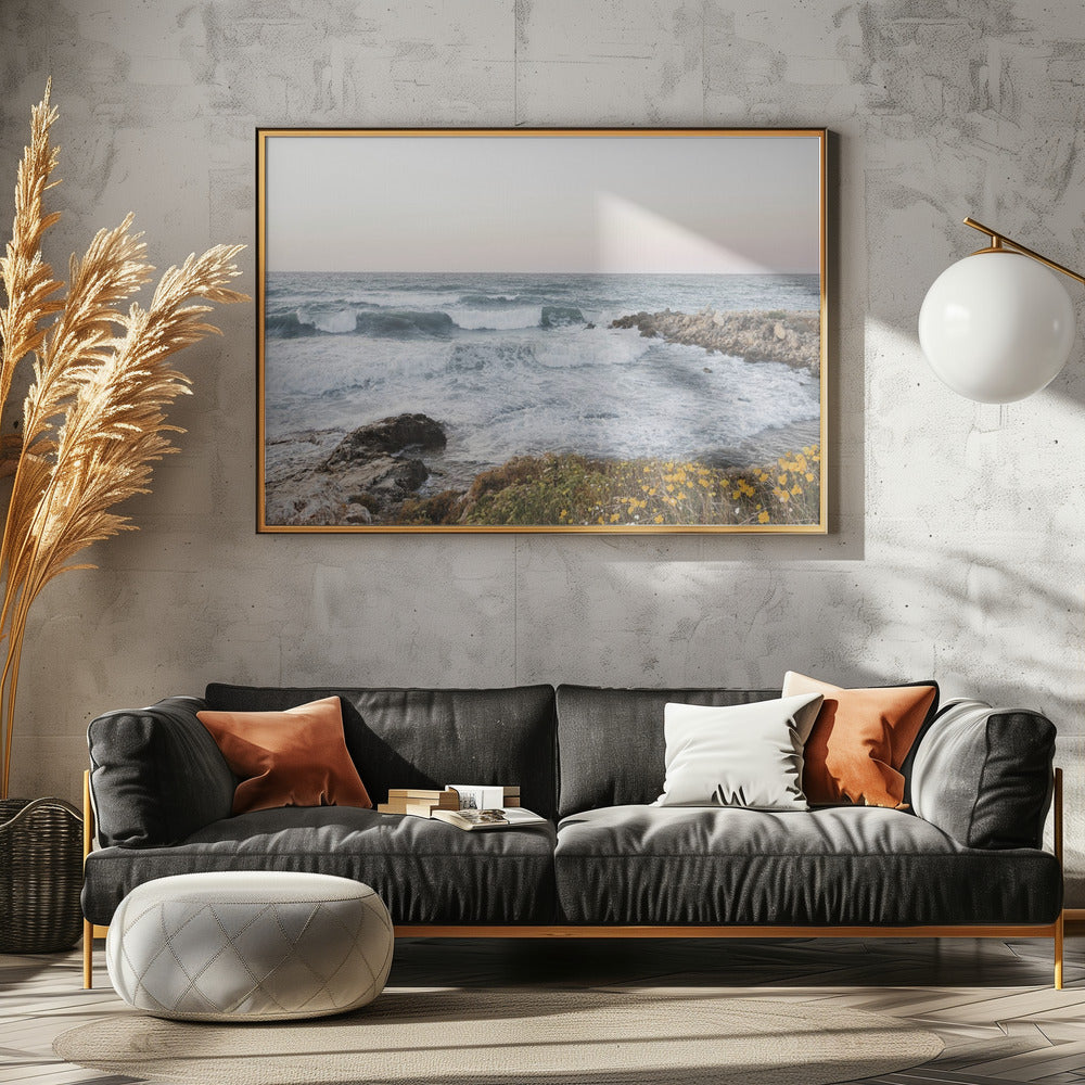 Meereslandschaft und Mohnblumen | Poster