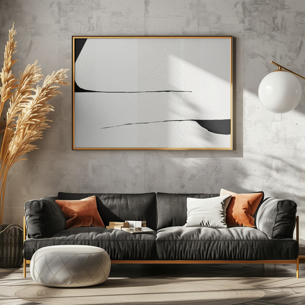 Schwarzer Strich und weiße Webkunst 3 | Leinwand
