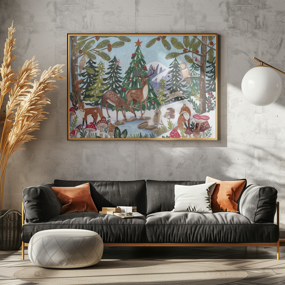 Tierische Winterszene | Leinwand