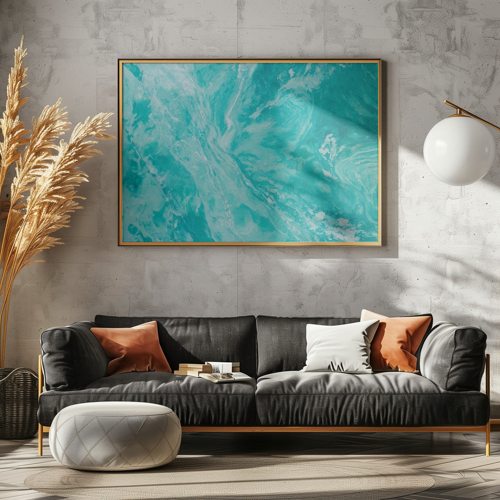 Fluid Movement In Aqua Tones | Canvas