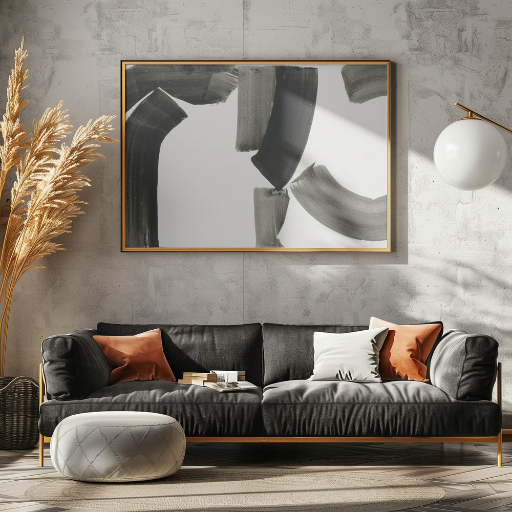 Monochrome abstrakte schwarze Formen 1 | Leinwand