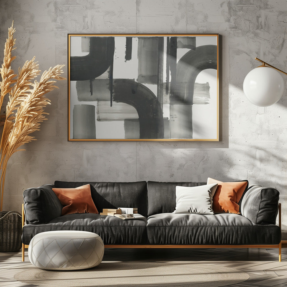 Monochrome abstrakte schwarze Formen 2 | Leinwand